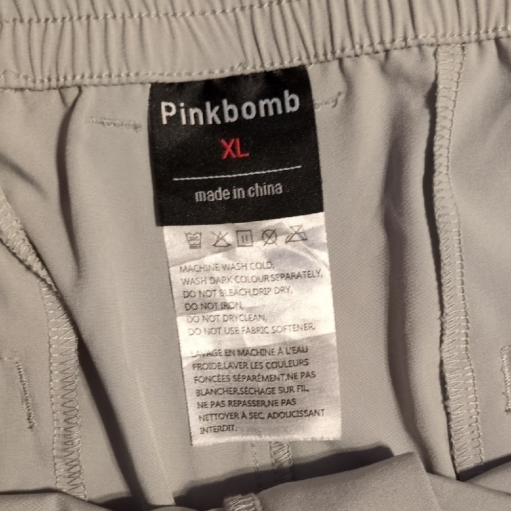 Pinkbomb Gray Mens Quick Dry Shorts Elastic Waistband XL - Picture 2 of 4